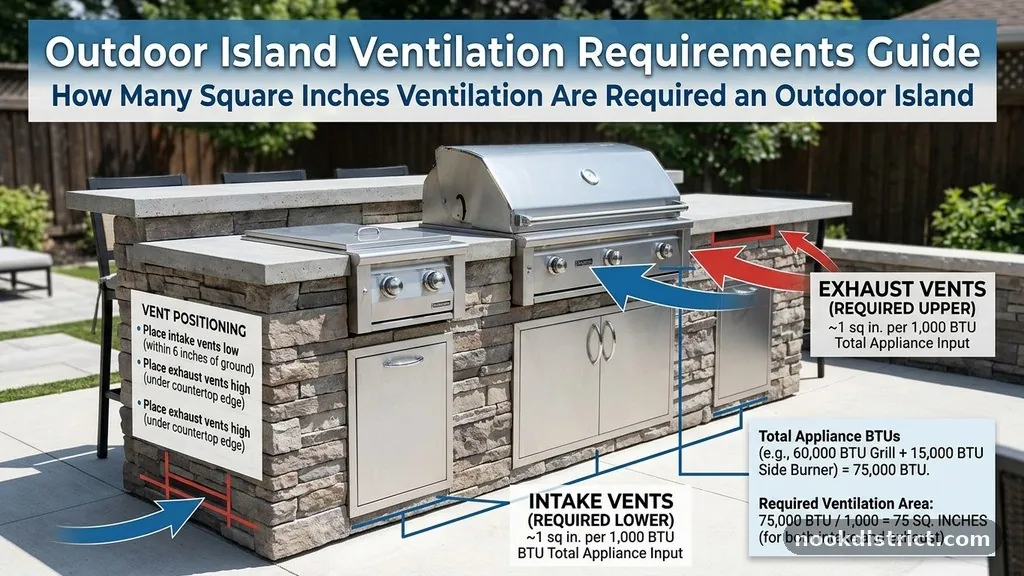 Positioning Intake and Exhaust Vents - How Many Square Inches of Ventilation Are Required for an Outdoor Island?